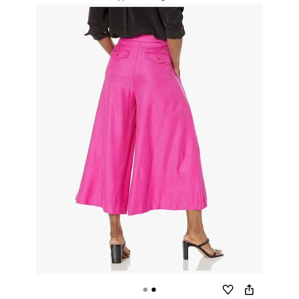 Trina Turk‎ Carefree Pant Women's Pink Culottes Wide Leg Cropped Pleated Size 4